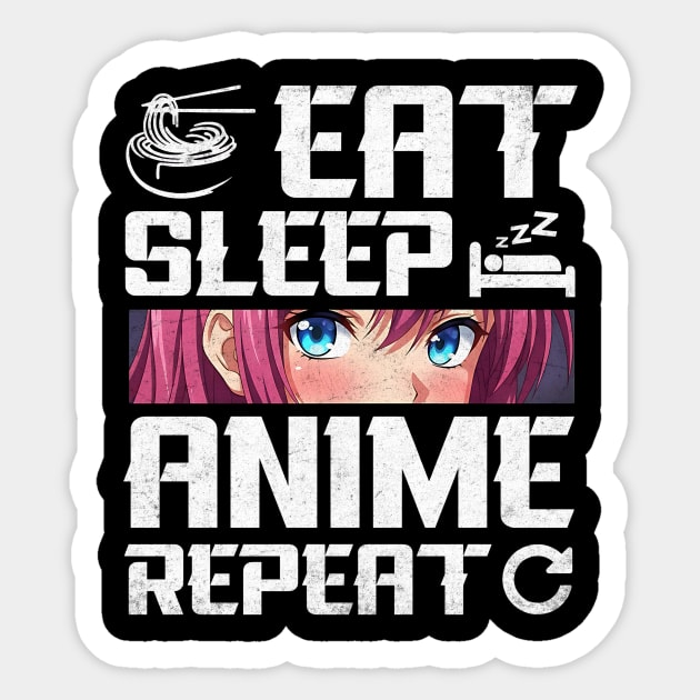 Eat Sleep Anime Repeat Design Sticker by Designed By Marty